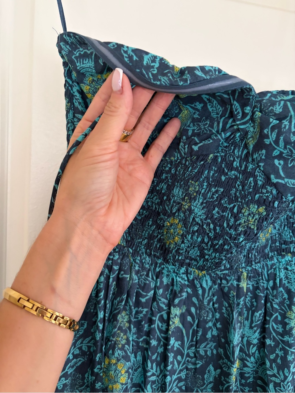 BNWT Free People Teal & Green Floral Strap Maxi Dress - Picture 6 of 8